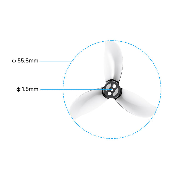 Rysunek śmigieł Gemfan D2.2 3-Blade (wał 1,5 mm)